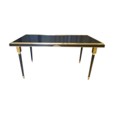 Table basse en laiton et métal laqué noir