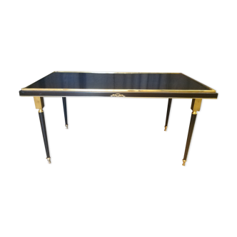 Coffee table in brass and black lacquered metal