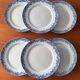 Set of 6 mimosa plates Sarreguemines blue earthenware antique