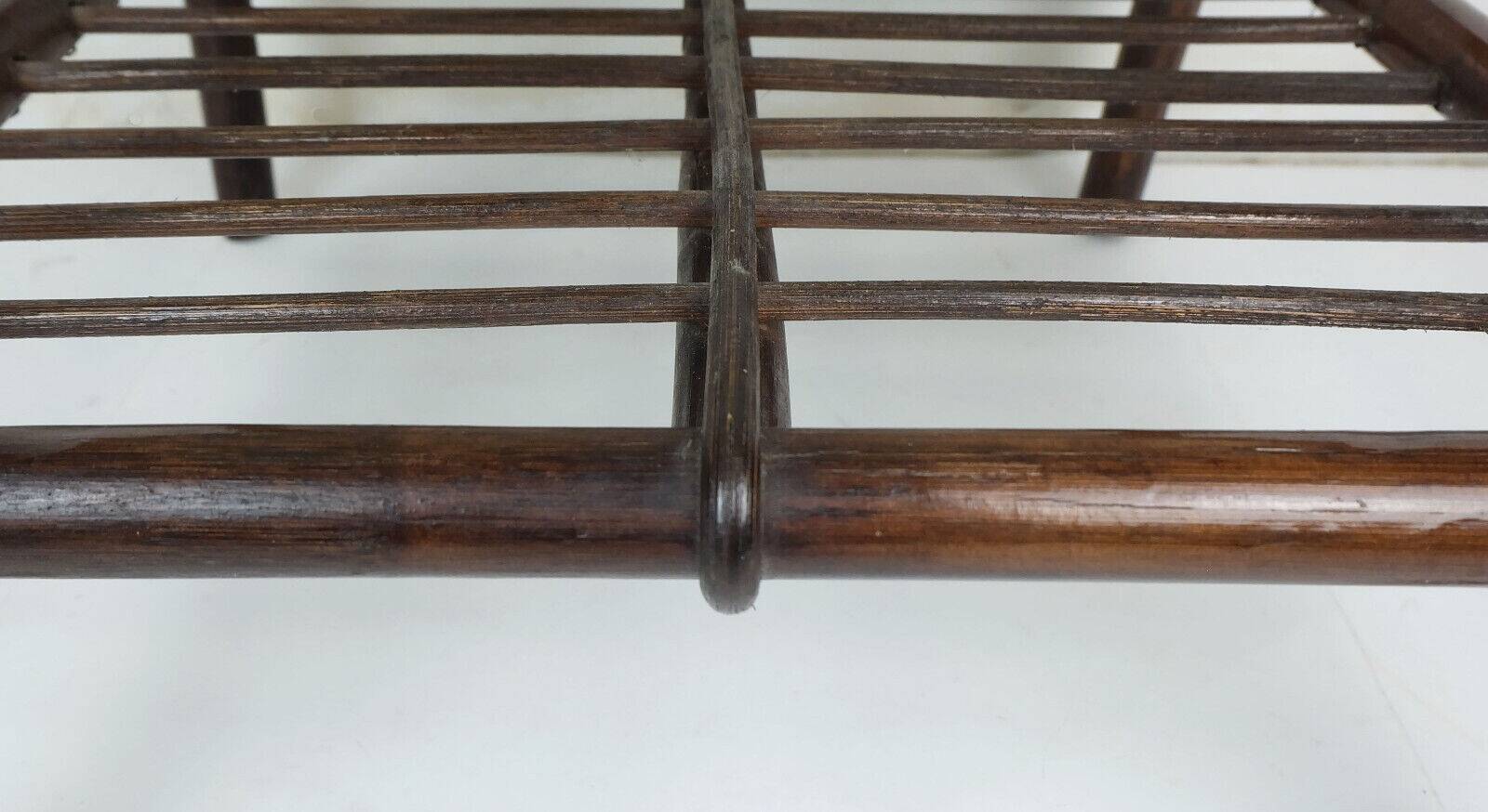 1970s mid century SIDE TABLE coffee table bamboo wicker glass