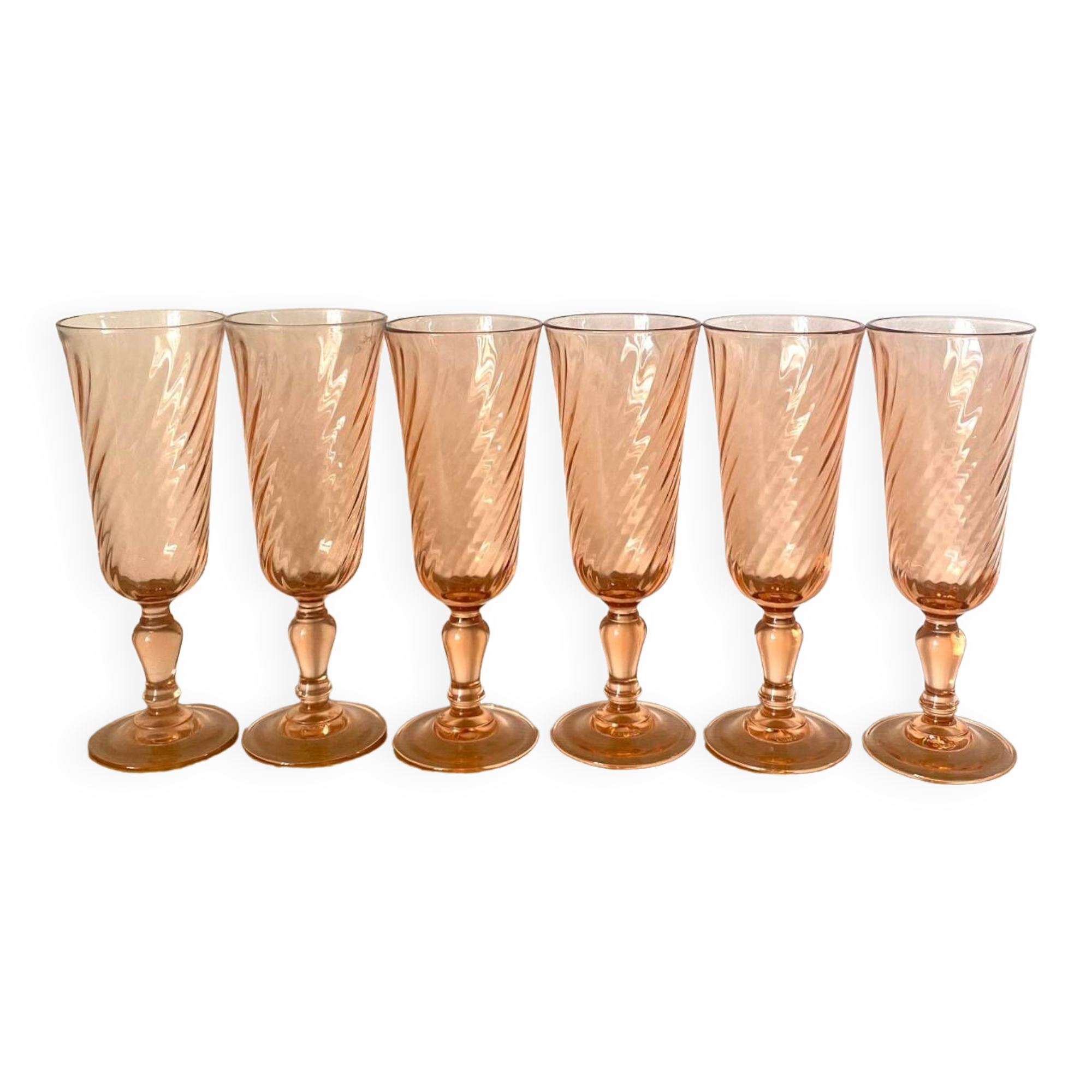 Rosaline champagne flutes - Luminarc - Arcoroc - vintage