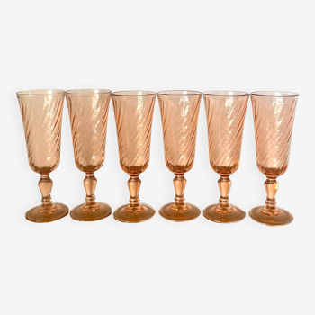 Flûtes à champagne rosaline - Luminarc - Arcoroc - vintage
