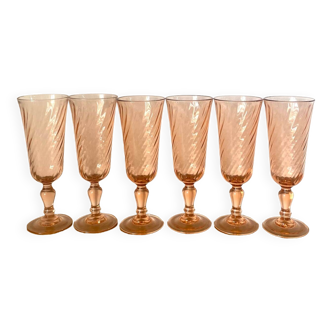 Flûtes à champagne rosaline - Luminarc - Arcoroc - vintage