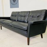 Vintage danish retro nili stoppmøbler 3 person sofa in black leather 1960s