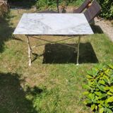 White Carrara marble bistro table circa 1900.