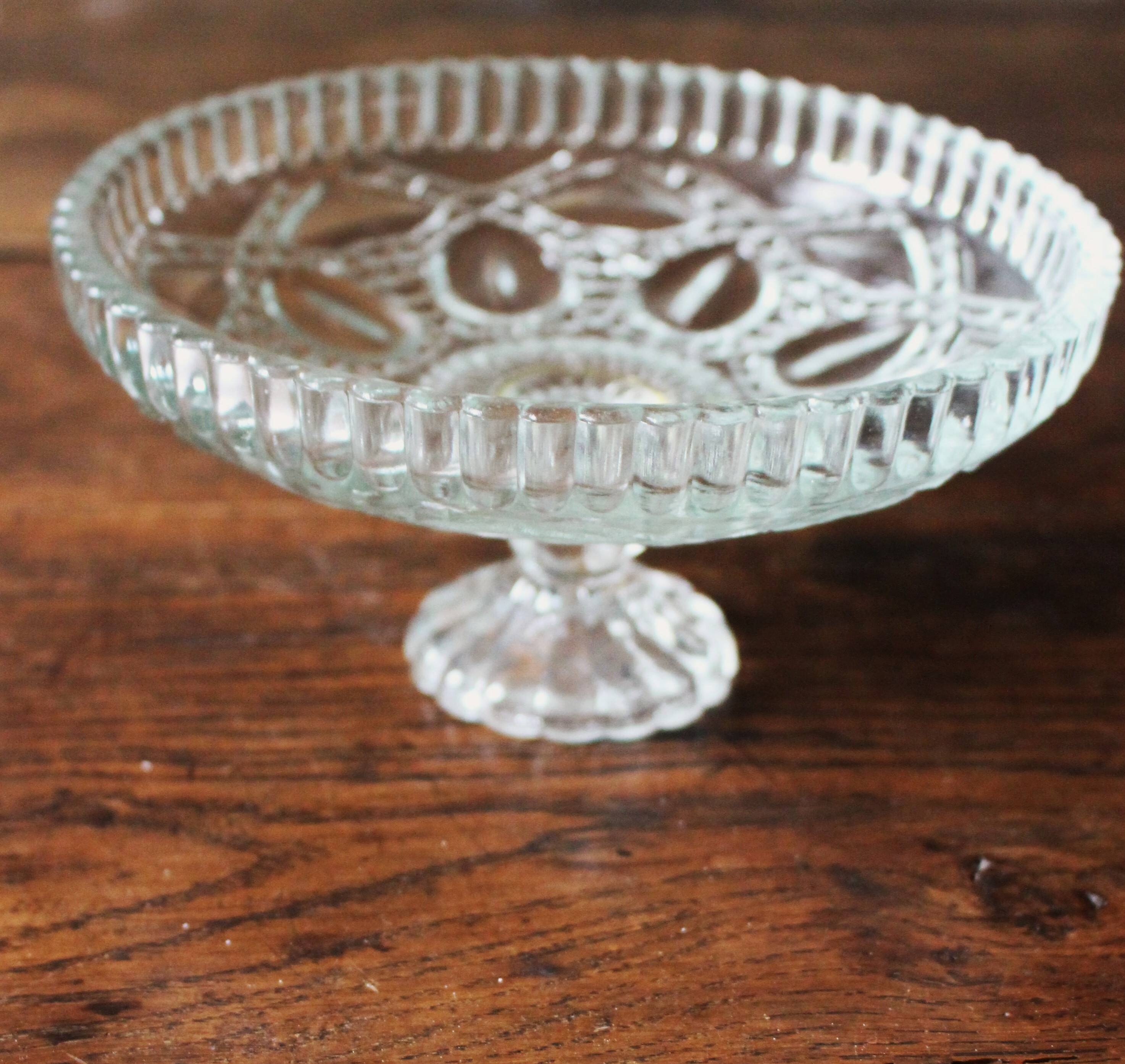 Cut glass goblet with a transparent stem.