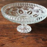 Cut glass goblet with a transparent stem.