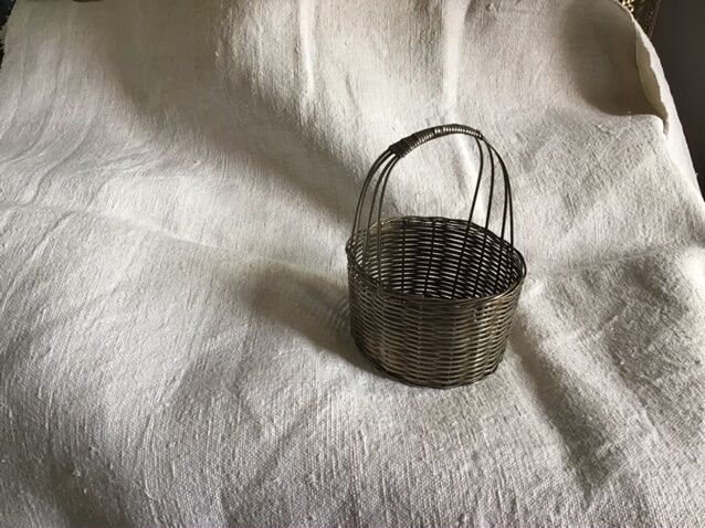 Silver metal woven basket
