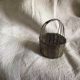 Silver metal woven basket
