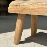 Side table in blond teak openwork tray