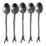 5 small silver metal spoons