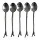 5 small silver metal spoons