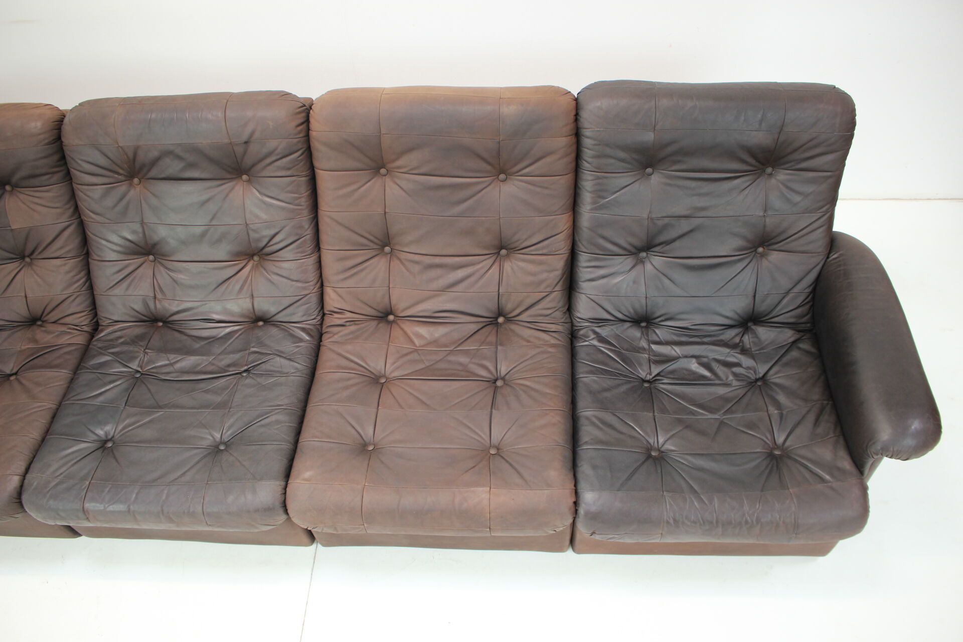 1980s Leather Modular Five Seater Sofa