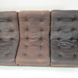 1980s Leather Modular Five Seater Sofa