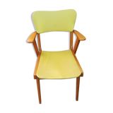 Chair wood and yellow vinyl