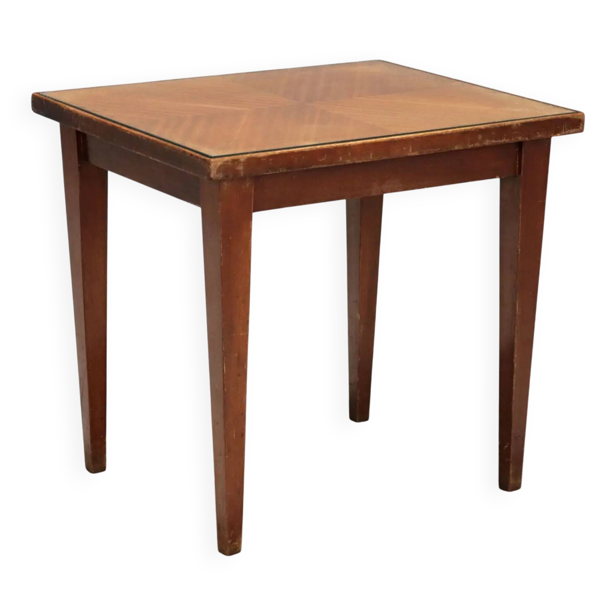 Vintage coffee table in painted beech and mahogany, design, Italy, 1950s.