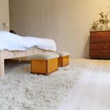Swedish Art Deco Stools in Lacquered Birch with Sheepskin Seat, 1940s