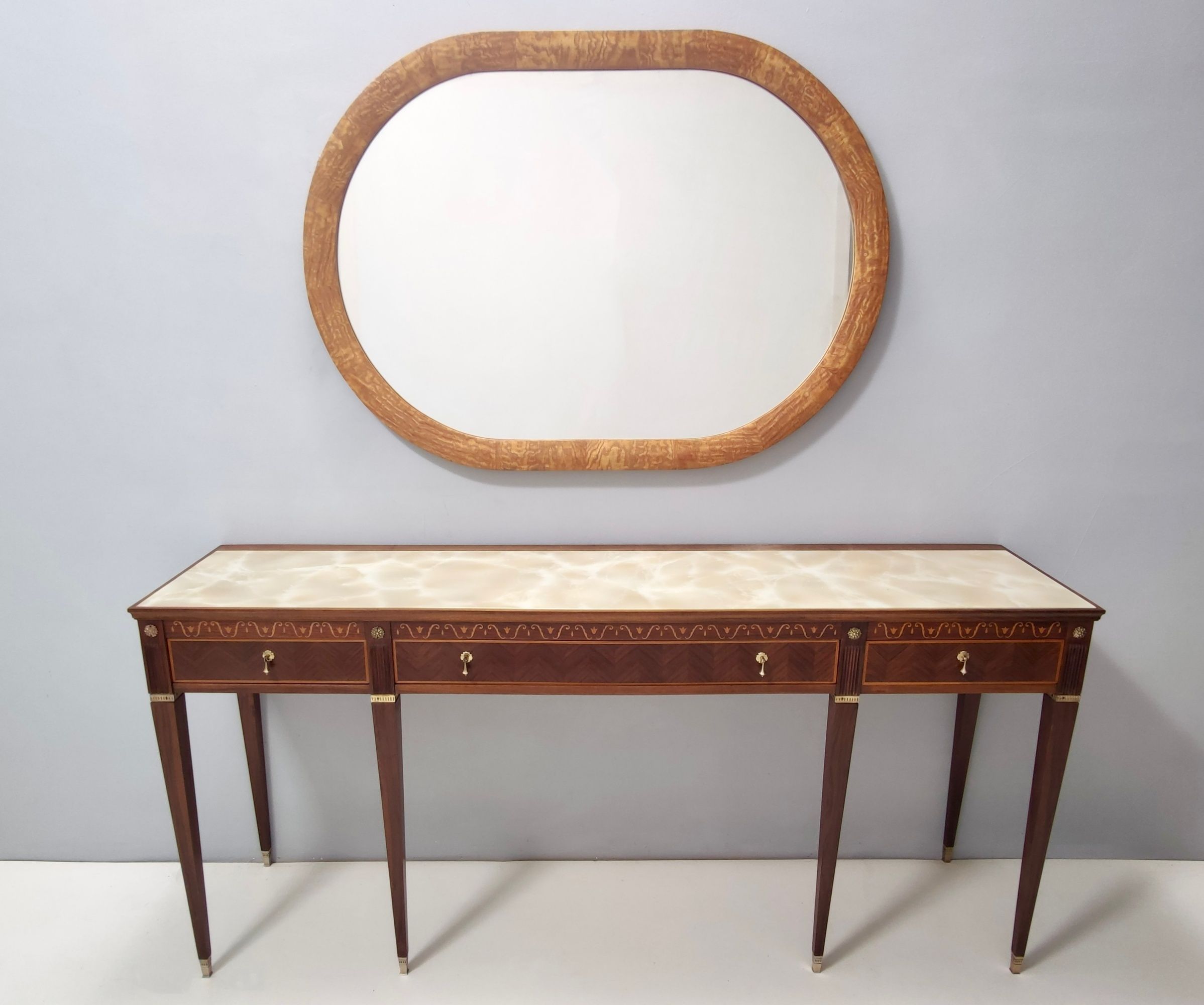 Oval Vintage Wall Mirror with Ash Root Frame, Italy