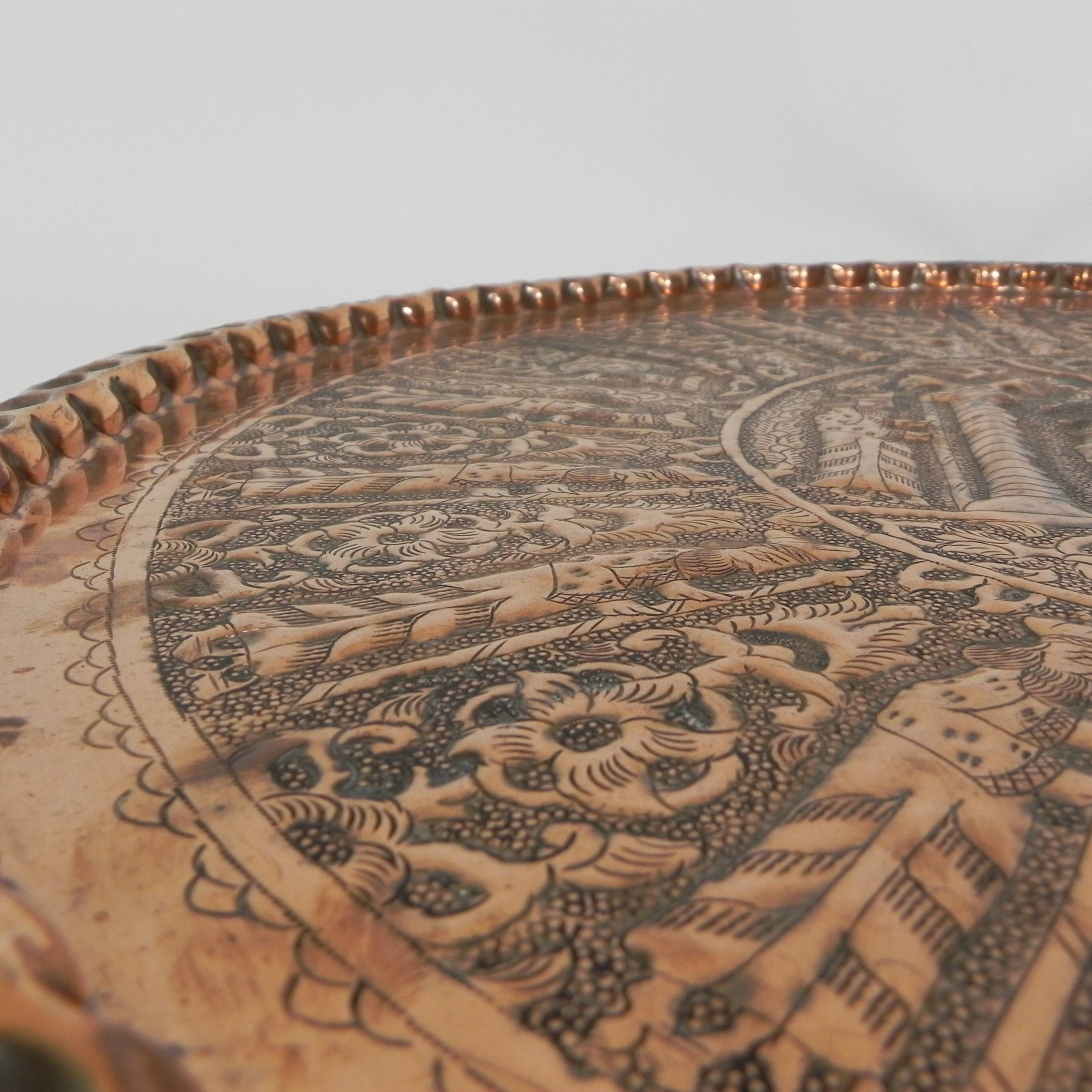 Copper tray, diameter 63.5 cm