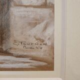Dessin " le marchand de fleurs " paris 1944, georges tournon