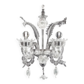 Applique murale en verre de Murano floral transparent et blanc vénitien