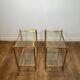 Pair of Side Tables with Two Brass and Glass Tops. Made in France.