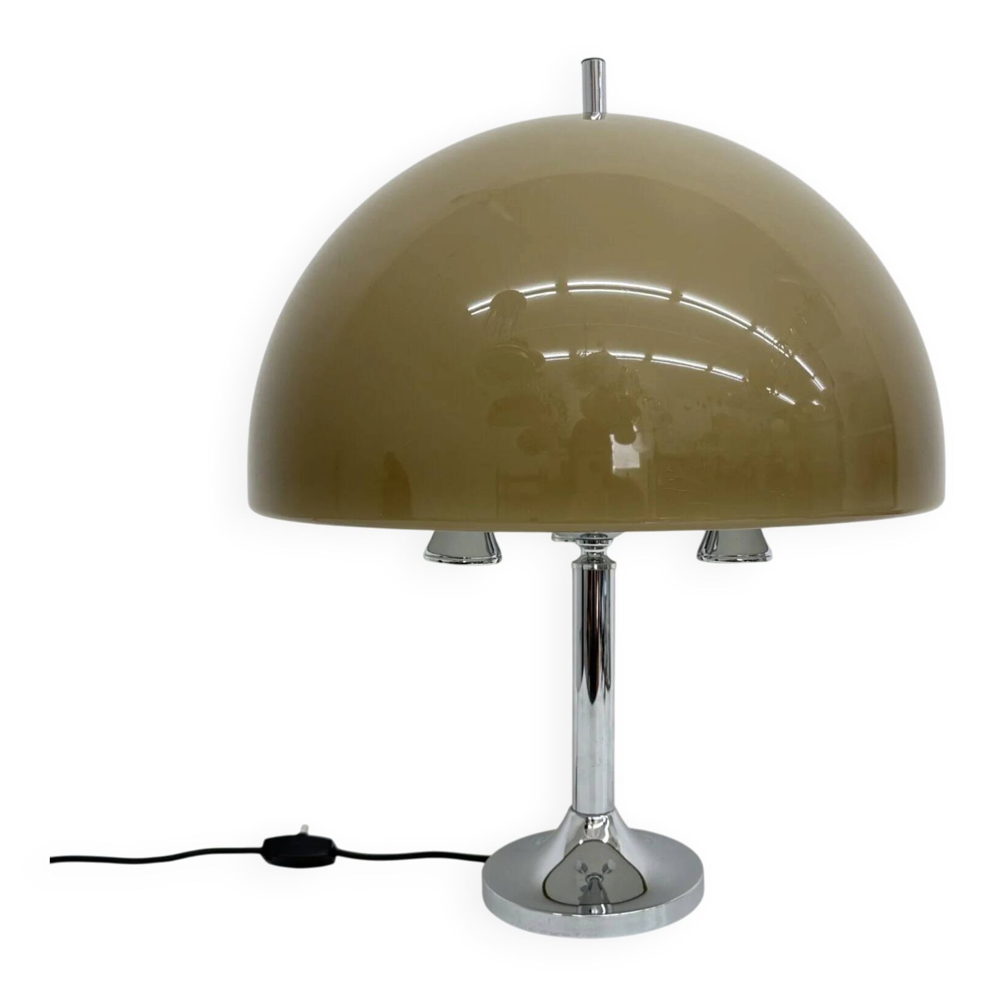 Mid-century mushroom table lamp with chrome base, 1970s