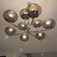 Very rare - Sciolari 9-light chrome and smoked glass chandelier - 1970s - Vintage