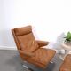 Vintage COR Swing armchair with ottoman, Reinhold Adolf, cognac leather