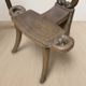 Vintage sculptural wooden table and two chairs, hand-carved loop backrests