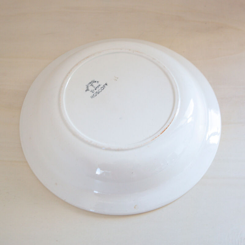 Salad bowl flat black flowers and geometric patterns Badonviller Roscoff