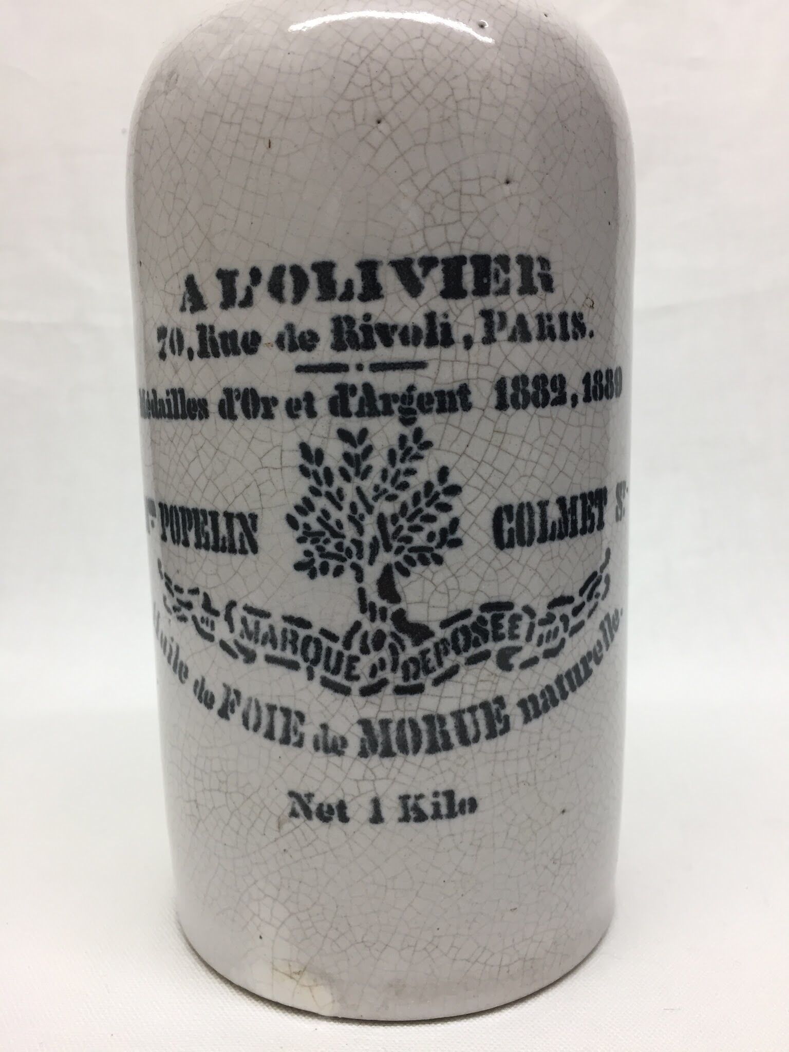 Enamelled with L'olivier stoneware bottle