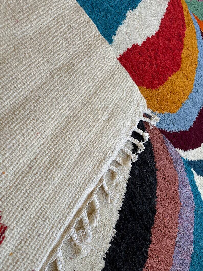 Beni Ourain Rug, Moroccan Abstract Wool Carpet 150/250cm