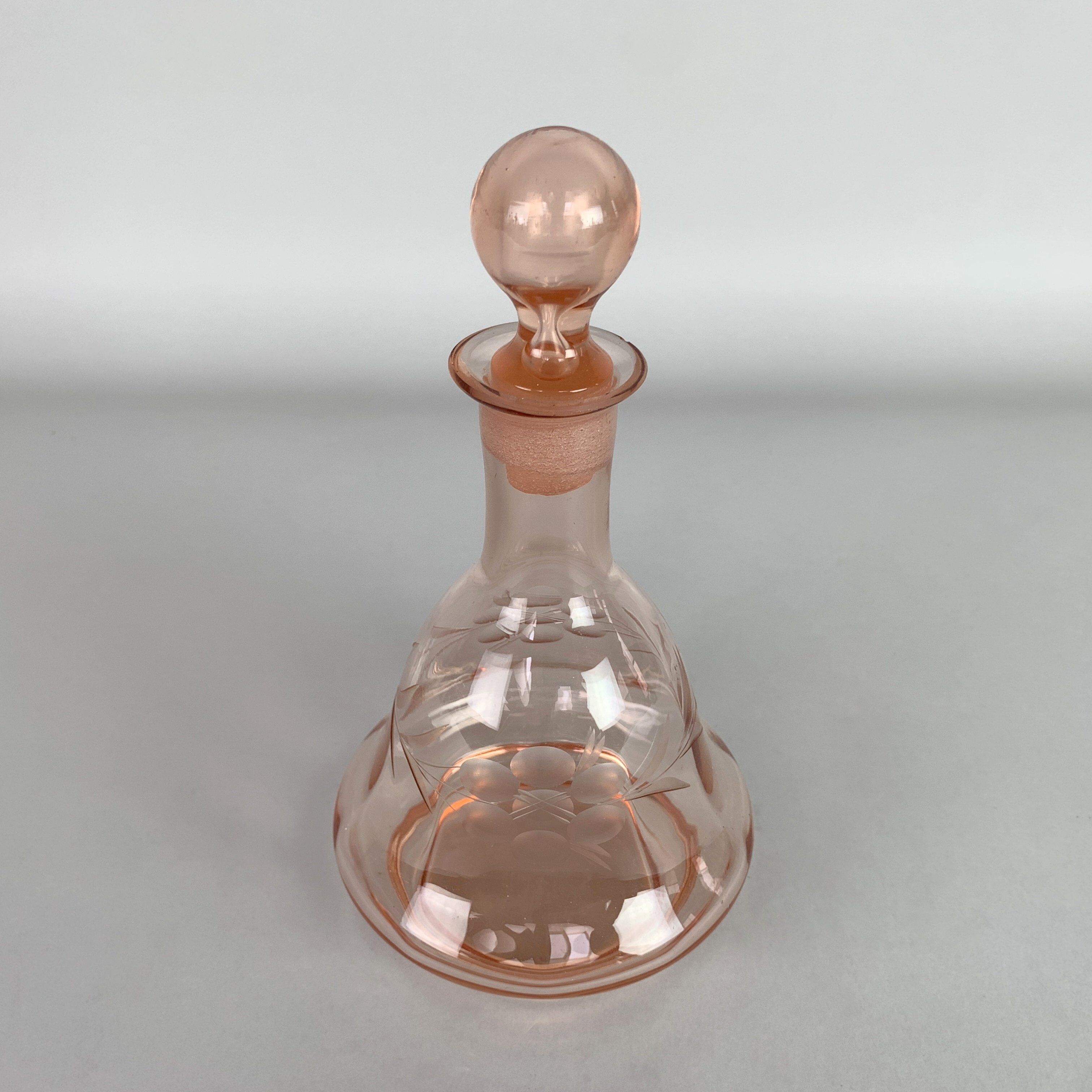 1950's bohemian rosaline cut glass carafe