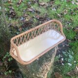 Antique rattan wall shelf