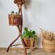 Vintage 3-tier plant stand in bamboo and rattan