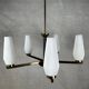 Vintage brass/opaline pendant lamp