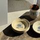 Set of 12 beige, pink, and blue deep plates from Digoin Sarreguemines, vintage.