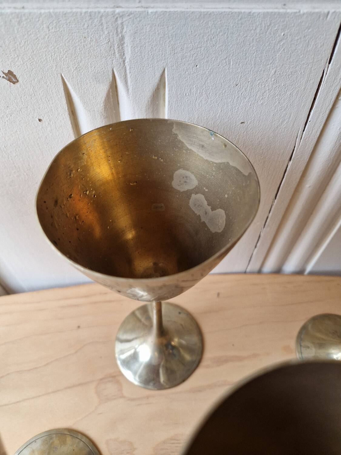 Lot 5 Calisse Verre En Laiton