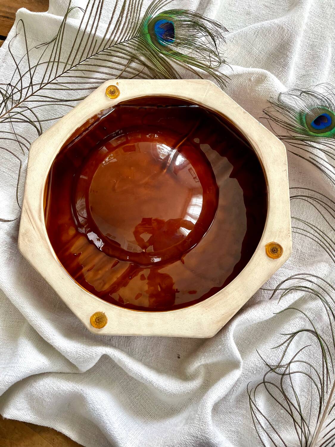 Large vintage modernist ceramic ashtray