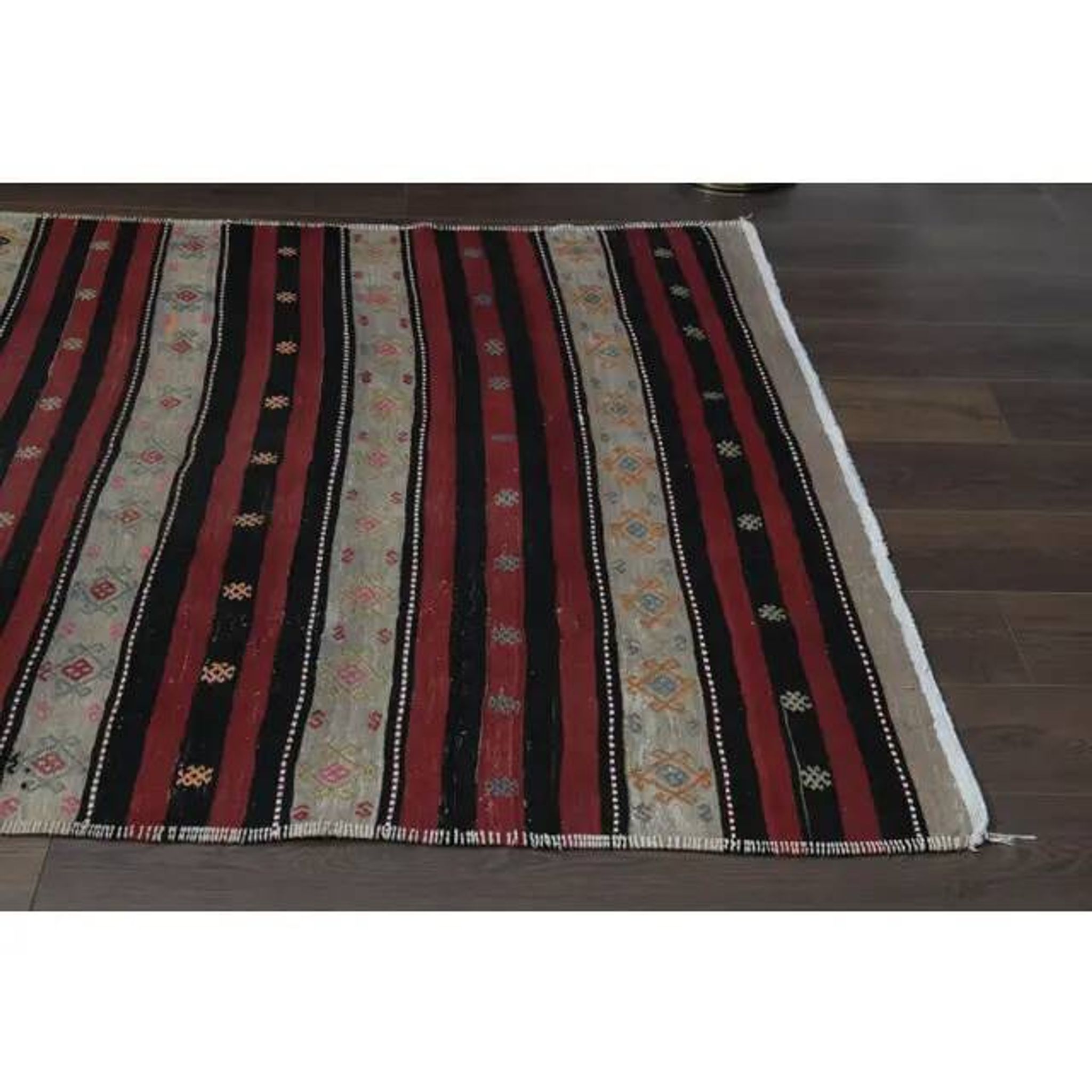 Flatweave Antique Turkish Vintage Orange Kilim Rug 153x332