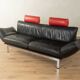 de Sede | Reto Frigg DS 140 sofa, 1980s, black leather & chrome, adjustable headrests