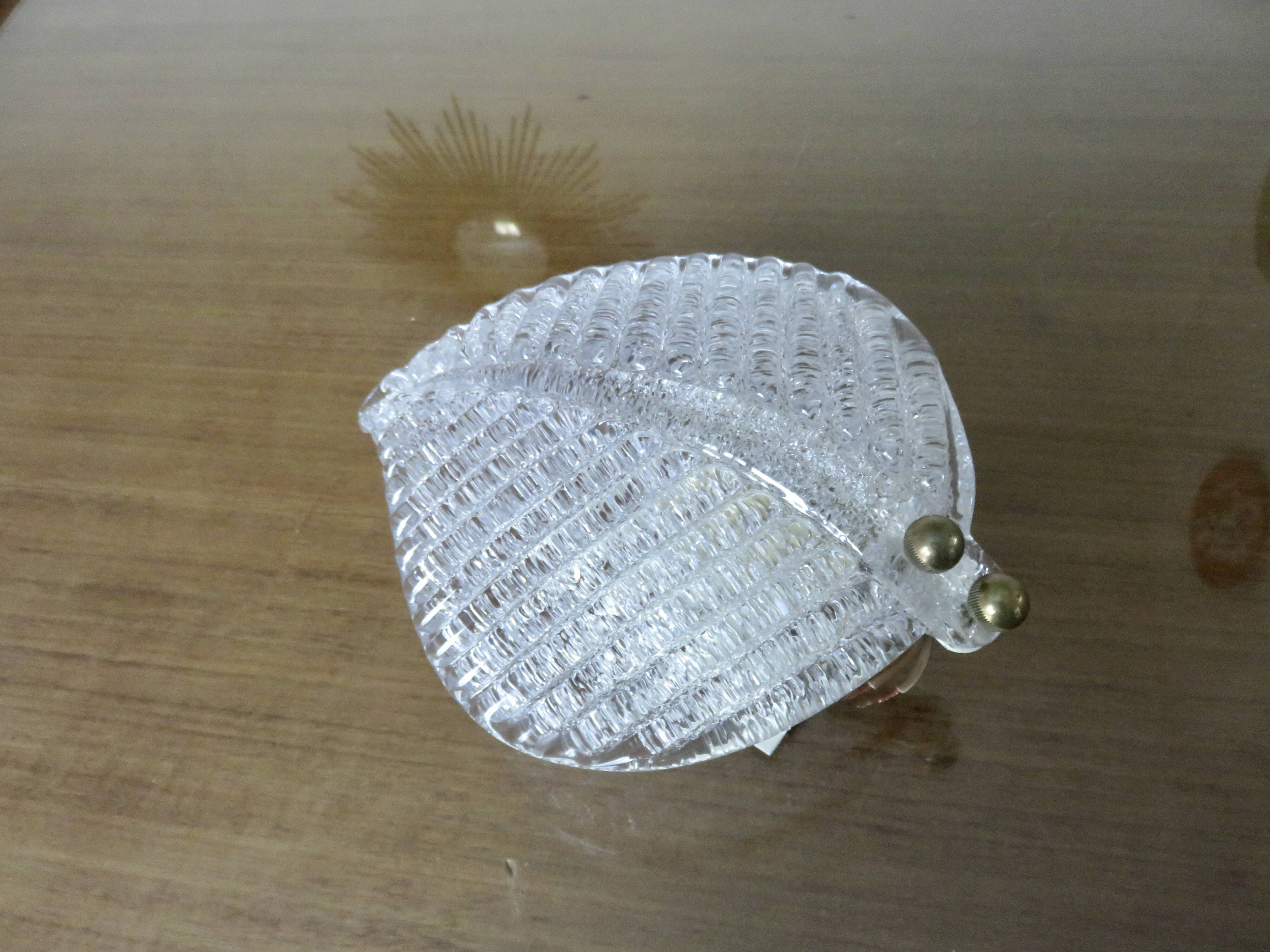 Barovier & Toso "leaf" wall lamp in Murano glass, 1970, vintage, Italy