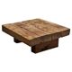 Table basse carrée style Wabi Sabi en chêne massif années 1960