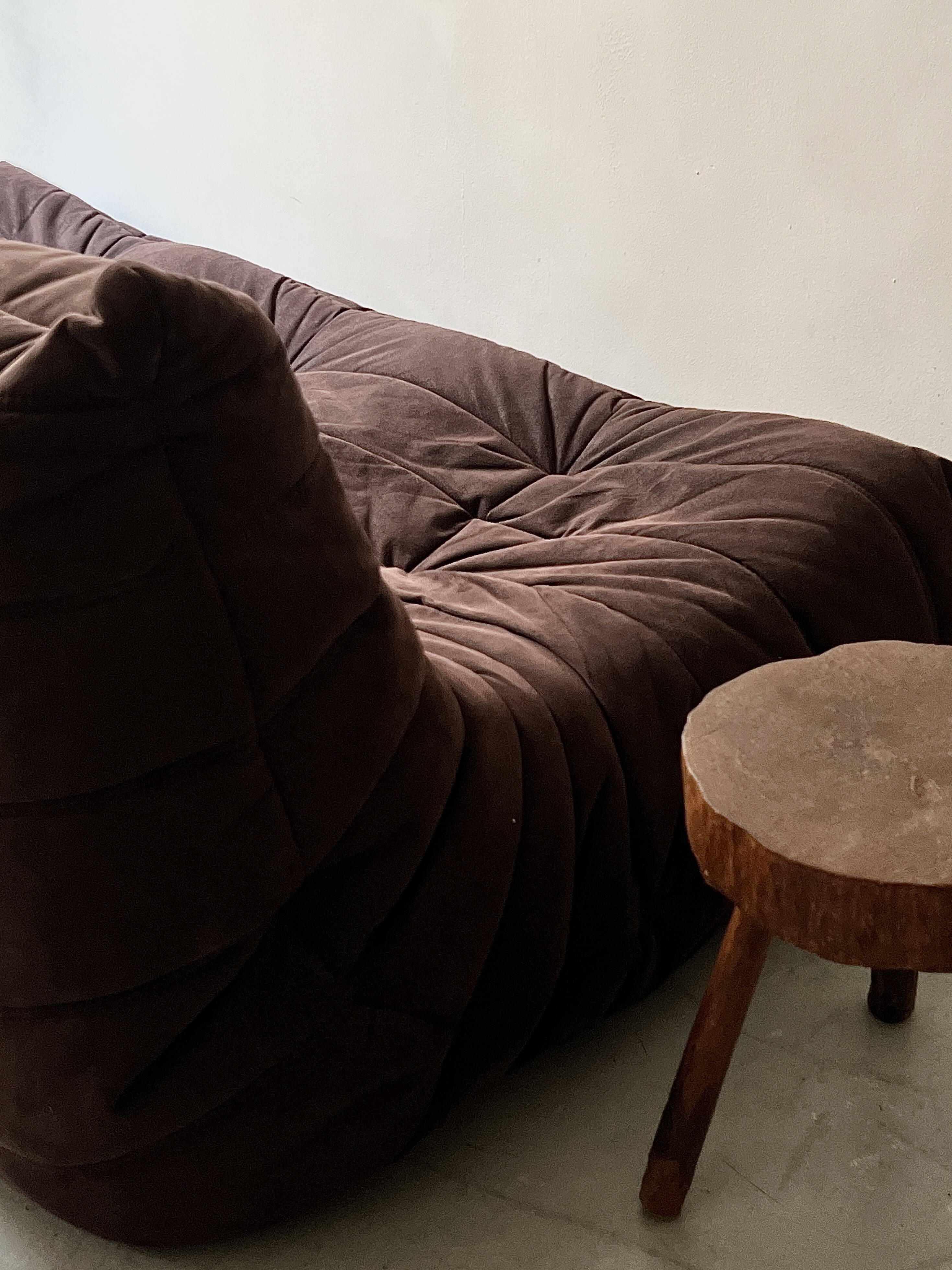 Togo 3-seater sofa in brown alcantara suede, Ligne Roset