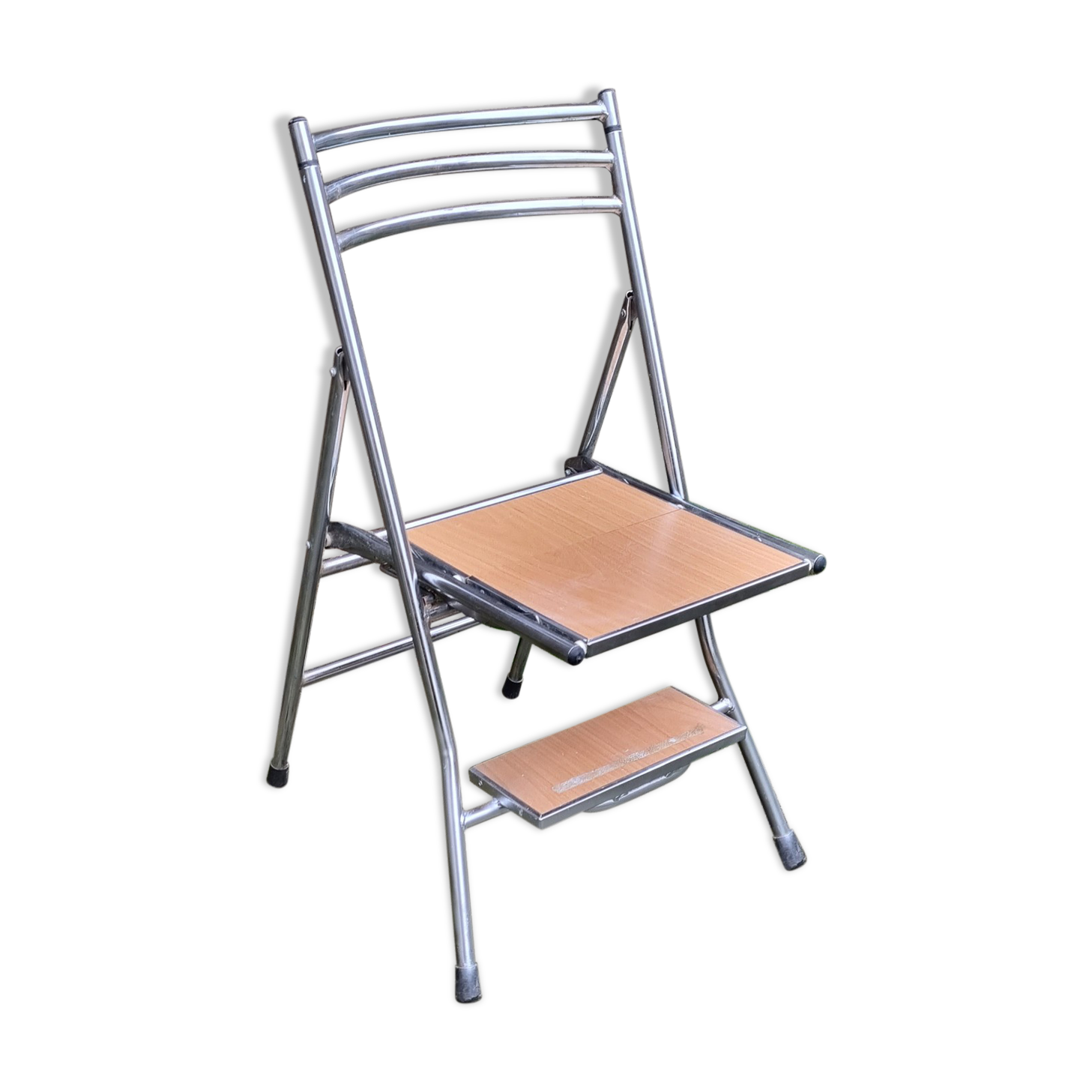 Formica chair stepladder retractable, vintage, 70s