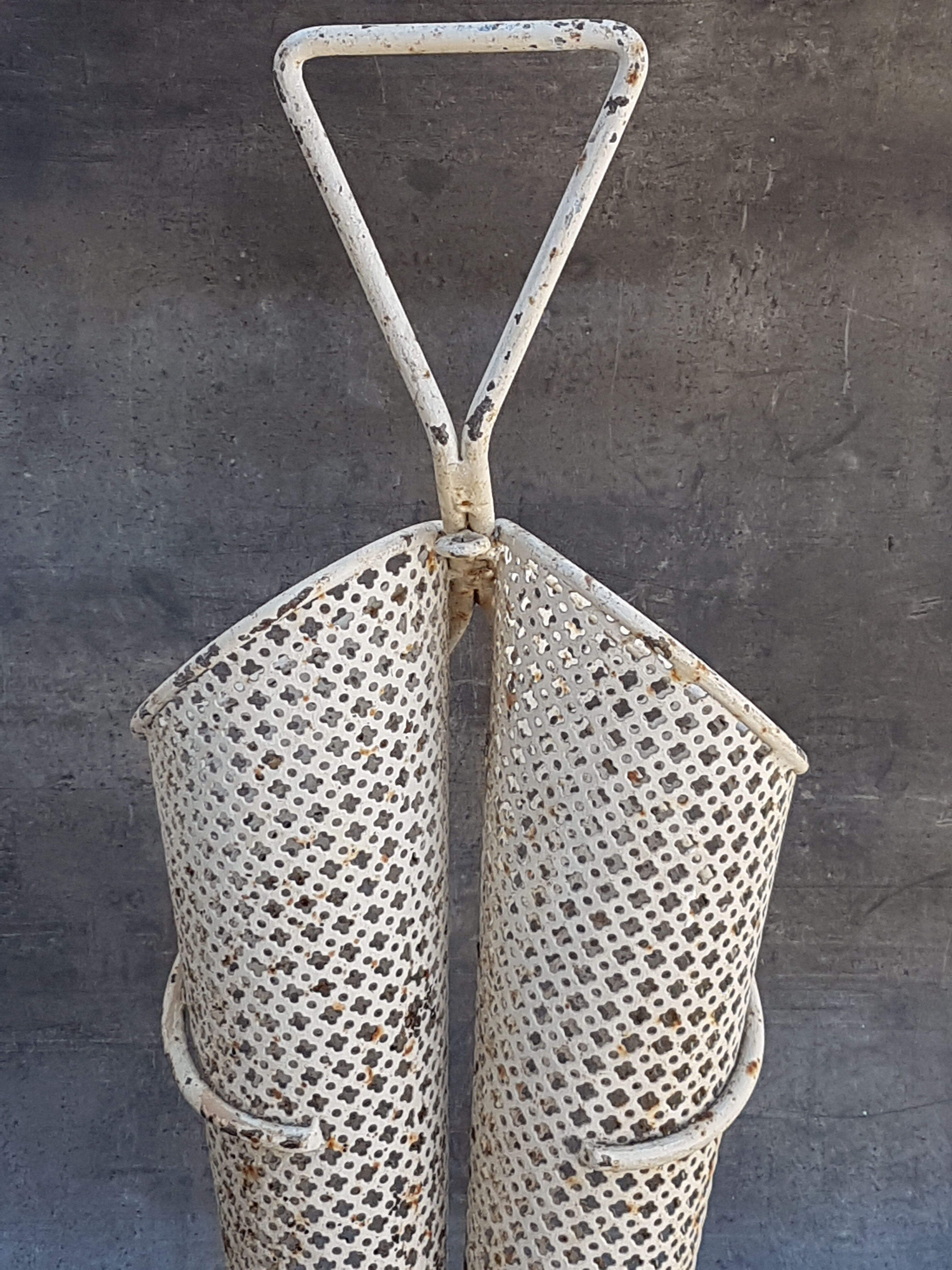 White metal double umbrella holder, Mathieu Mategot - 50s