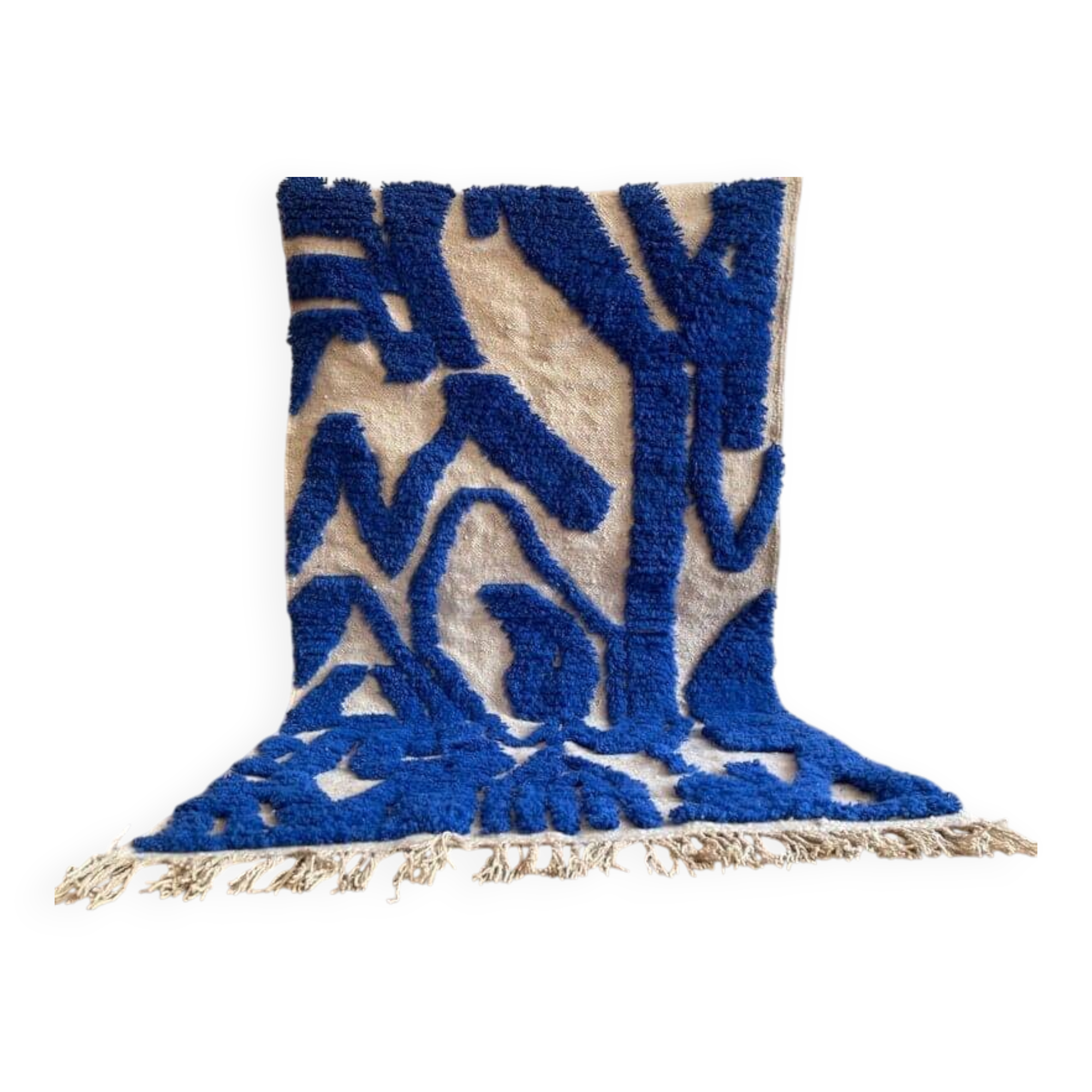 Traditional blue Beni Ourain artisan rug 140 x 260 cm