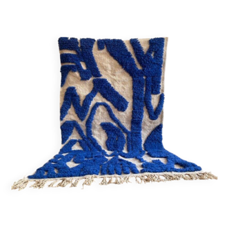 Traditional blue Beni Ourain artisan rug 140 x 260 cm
