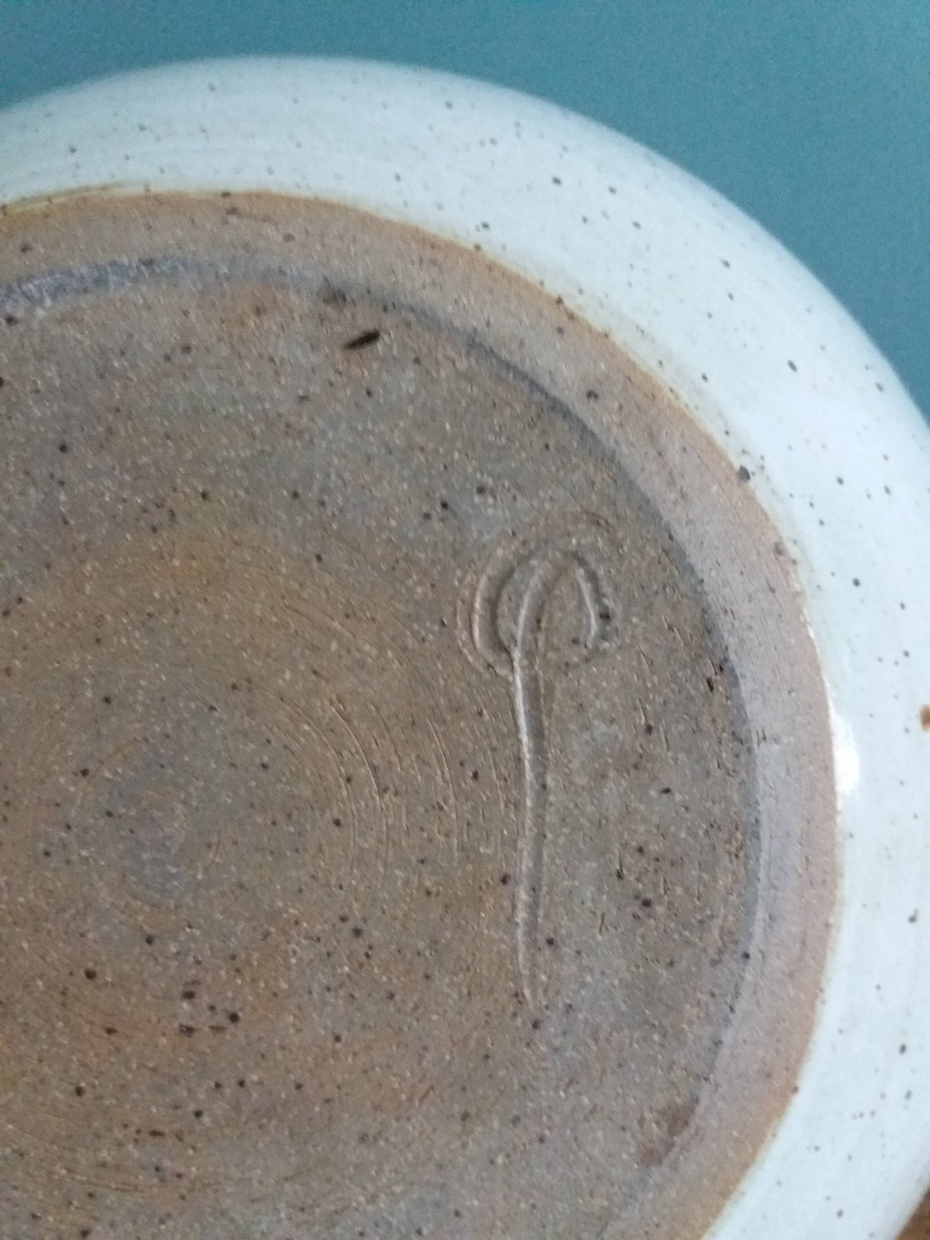 Signed glazed stoneware ball planter